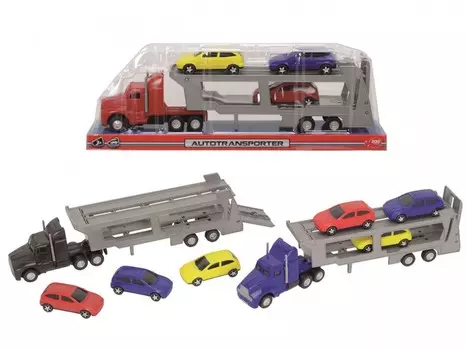 Трейлер с 3 машинками, 32 см., 3 вида