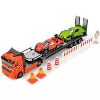 Трейлер с машинками и знаками, металлический