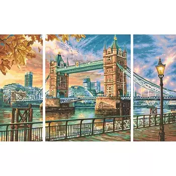 Триптих для раскрашивания по номерам - Тауэрский мост, 50 х 80 см.