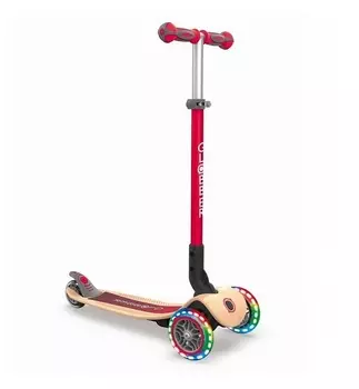 Трёхколёсный самокат Globber Primo Foldable Wood Lights Красный