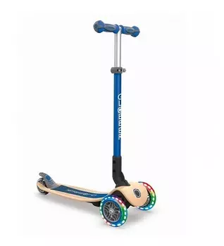 Трёхколёсный самокат Globber Primo Foldable Wood Lights синий