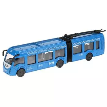 Троллейбус металлический новый с резинкой, длина 19 см., свет и звук, инерционный