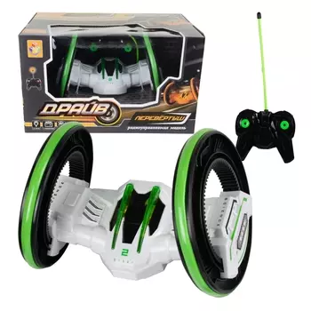 Трюковая двухколесная машина-перевертыш на р/у - Драйв, белый, свет