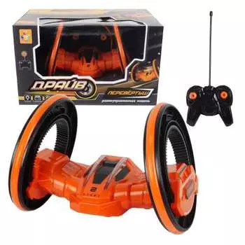Трюковая двухколёсная машина-перевёртыш Драйв на радиоуправлении, 27MHz, вращение на 360°, со светом, c АКБ, оранжевый