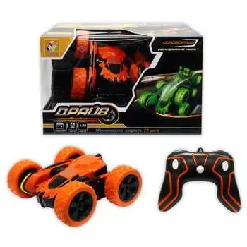 Трюковая машина-перевёртыш Драйв на радиоуправлении, 2,4GHz, масштаб 1:28, 3 цвета, скорость до 12 км/ч, c АКБ, оранжевый