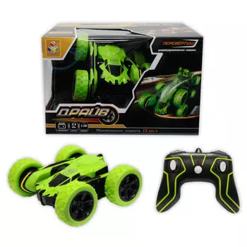 Трюковая машина-перевёртыш на радиоуправлении Драйв, 2,4GHz, масштаб 1:28, 3 цвета, скорость до 12 км/ч, c АКБ, зеленая