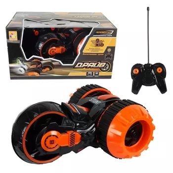 Трюковая трехколесная машина-перевертыш на р/у, вращение на 360°, черный, свет