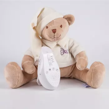 Умная игрушка для сна - Мишка бежевый с белым и розовым шумом