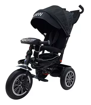 Велосипед 3 колесный – BMW, цвет черный, надувные колеса 12 и 10 дюйм, светомузыкальная панель