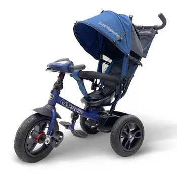 Велосипед 3-колесный темно-синий Lexus trike, надувные колеса 12 и 10', светомузыкальная панель, поворотное сиденье, регулируемая спинка