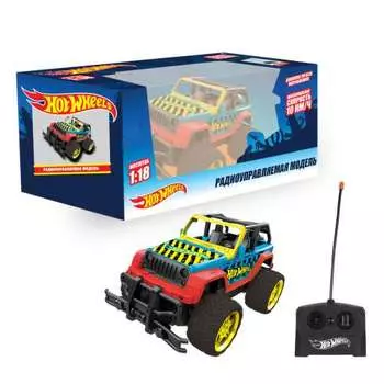 Внедорожник Hot Wheels на радиоуправлении, масштаб 1:18, 27 МГц, размер машинки 21 см, 4 канала
