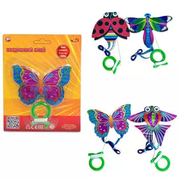 Воздушный змей с ручкой и тросом, 4 вида