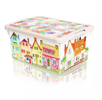Ящик для игрушек с аппликацией - Город