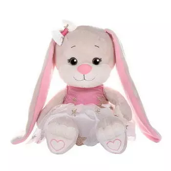 Зайка Jack&amp;Lin в бело-розовом платьице со звездочками, 20 см