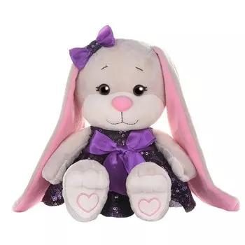 Зайка Jack&amp;Lin в фиолетовом платьице со пайетками, 20 см