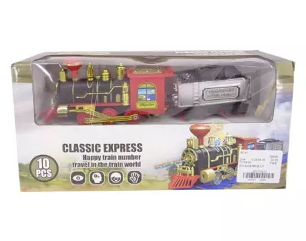 Железная дорога - Классический экспресс, 10 деталей, свет и звук