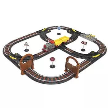 Железная дорога - Магистраль с 1 паровозом и 2 вагонами, свет и звук