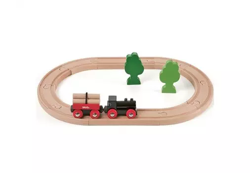 Железная дорога с грузовым поездом, деревянная