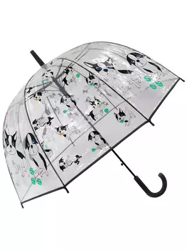 Зонт-трость – Puppies, прозрачный купол, черный