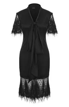 Атласное платье с отделкой перьями Gooroo