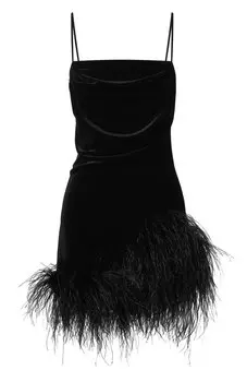 Бархатное платье с отделкой перьями Maison dAngelann