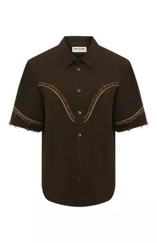 Блузка из смеси хлопка и льна Saint Laurent