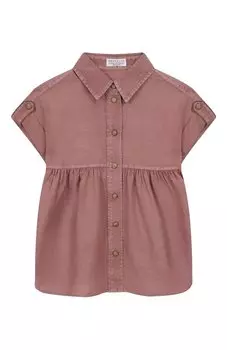 Блузка изо льна и хлопка Brunello Cucinelli