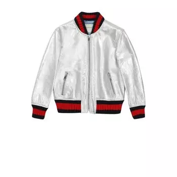 Бомбер из металлизированной кожи с контрастными манжетами Gucci