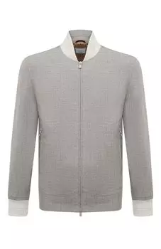 Бомбер изо льна и шерсти Brunello Cucinelli