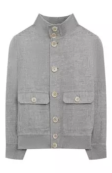 Бомбер изо льна и шерсти Brunello Cucinelli