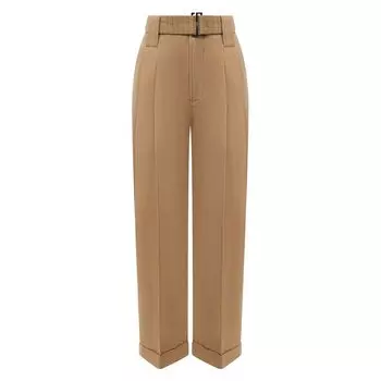 Брюки из хлопка и льна Ganni