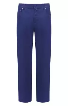Брюки из хлопка и льна Kiton