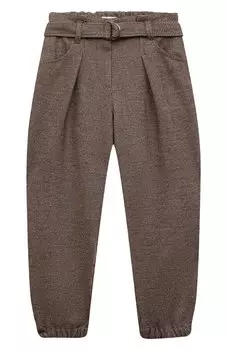 Брюки из шерсти и хлопка Brunello Cucinelli