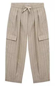 Брюки изо льна и хлопка Brunello Cucinelli