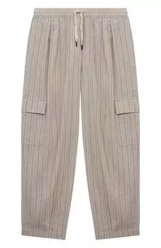 Брюки изо льна и хлопка Brunello Cucinelli