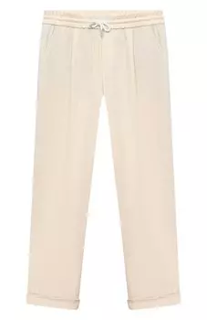 Брюки изо льна и шерсти Brunello Cucinelli