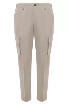 Брюки-карго из хлопка и льна Corneliani