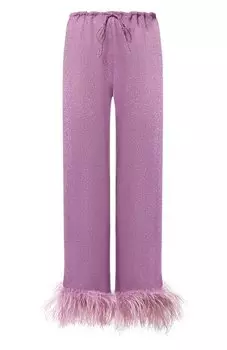 Брюки с отделкой перьями OSEREE