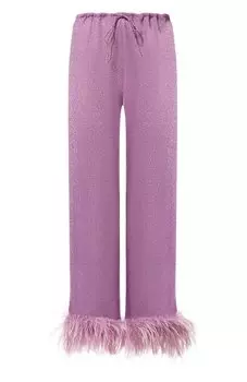 Брюки с отделкой перьями OSEREE