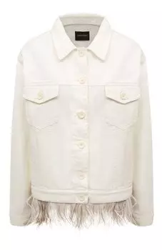 Джинсовая куртка с отделкой перьями Simonetta Ravizza