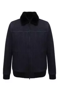 Джинсовый бомбер с меховой подкладкой Kiton