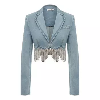 Джинсовый жакет с отделкой стразами Area