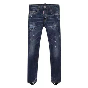 Джинсы с декоративными потертостями и штрипками Dsquared2