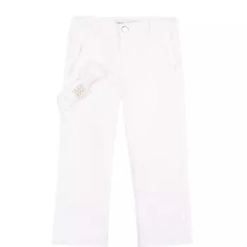 Джинсы свободного кроя с бантом и декором Simonetta