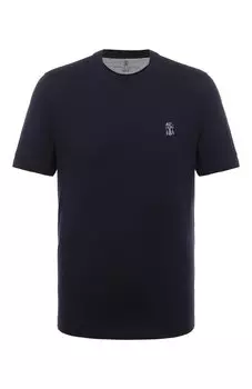 Футболка из хлопка и льна Brunello Cucinelli