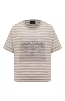 Футболка из хлопка и льна Giorgio Armani