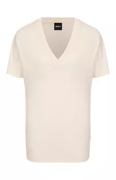 Футболка из вискозы и льна BOSS