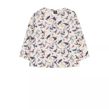 Хлопковая блуза прямого кроя с принтом Leoca