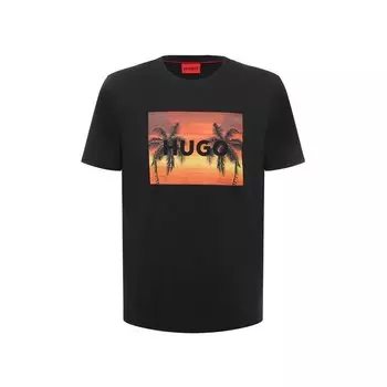 Хлопковая футболка HUGO