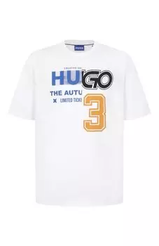 Хлопковая футболка HUGO Blue